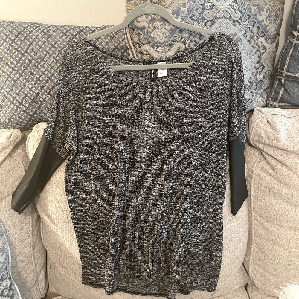 Faux leather sleeve top